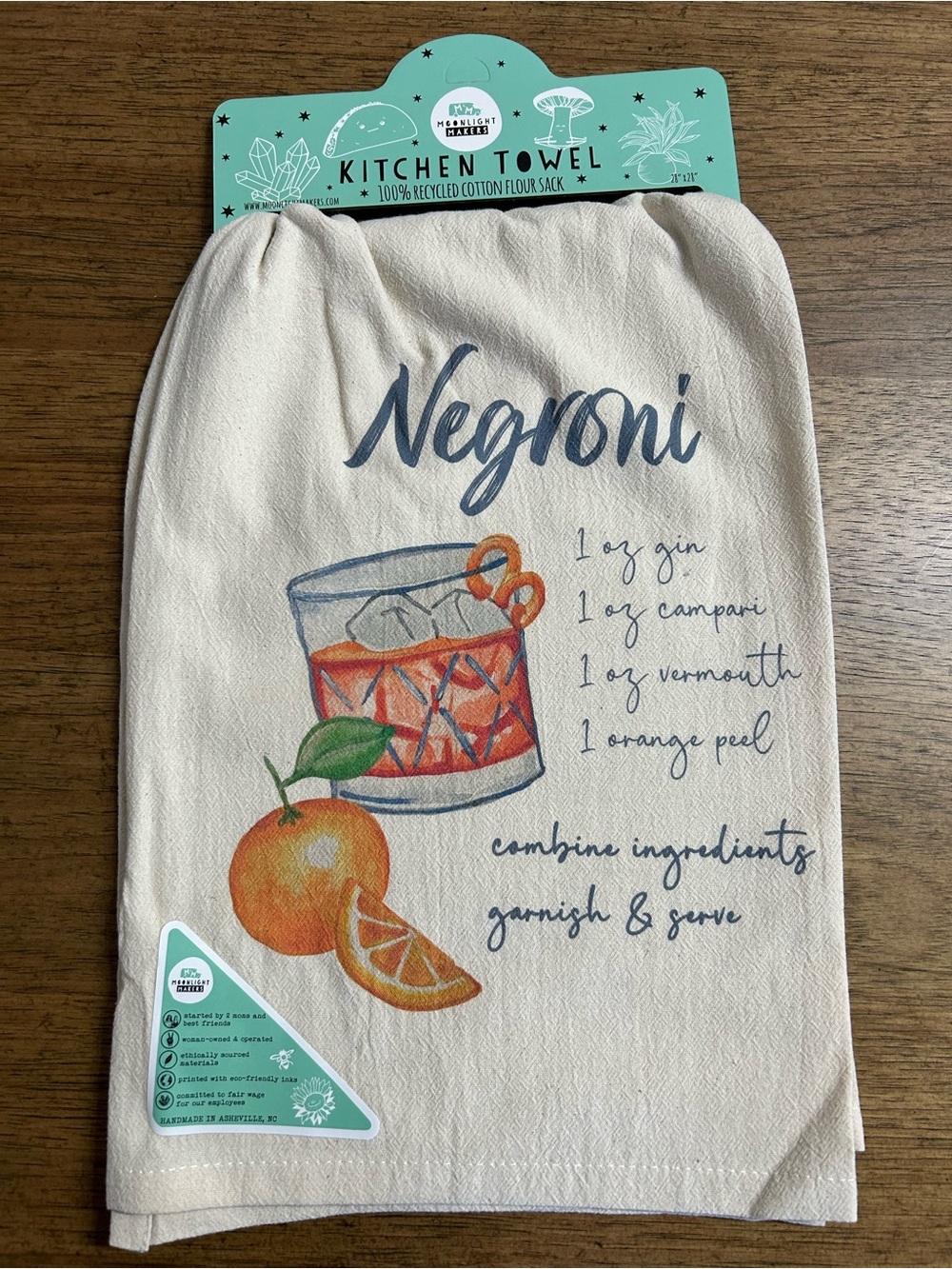 NEW Negroni Cocktail Design (Cream) Kitchen Towel